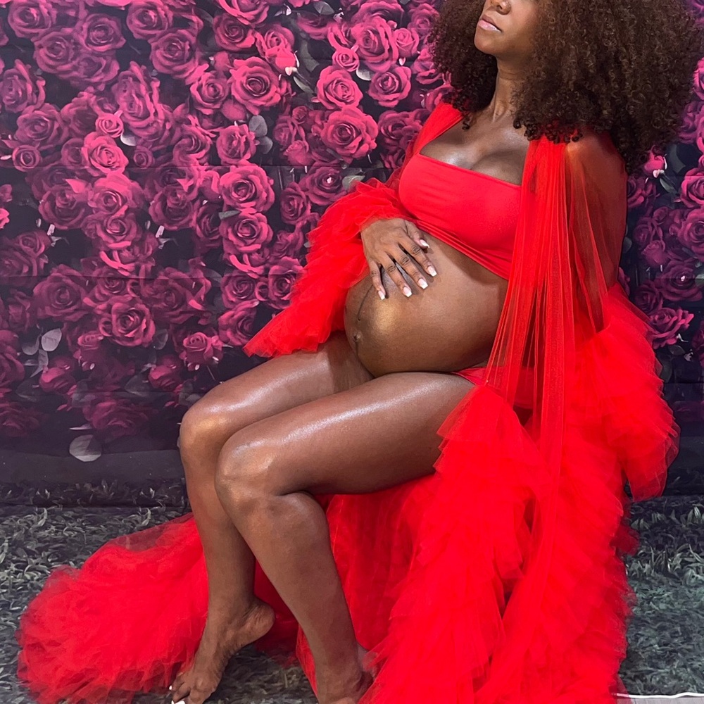 Red Maternity Robe - Picture 3 of 3